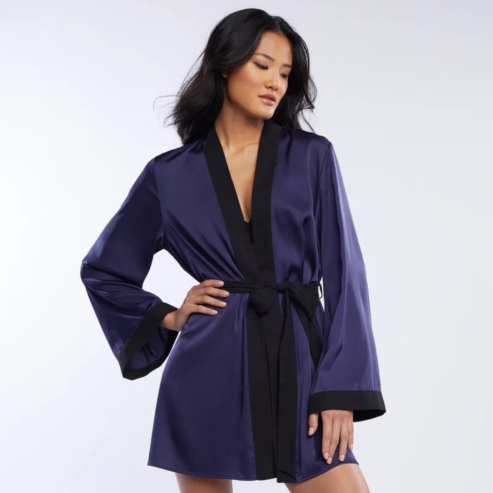 Savage X Fenty Navy Blue Satin Robe